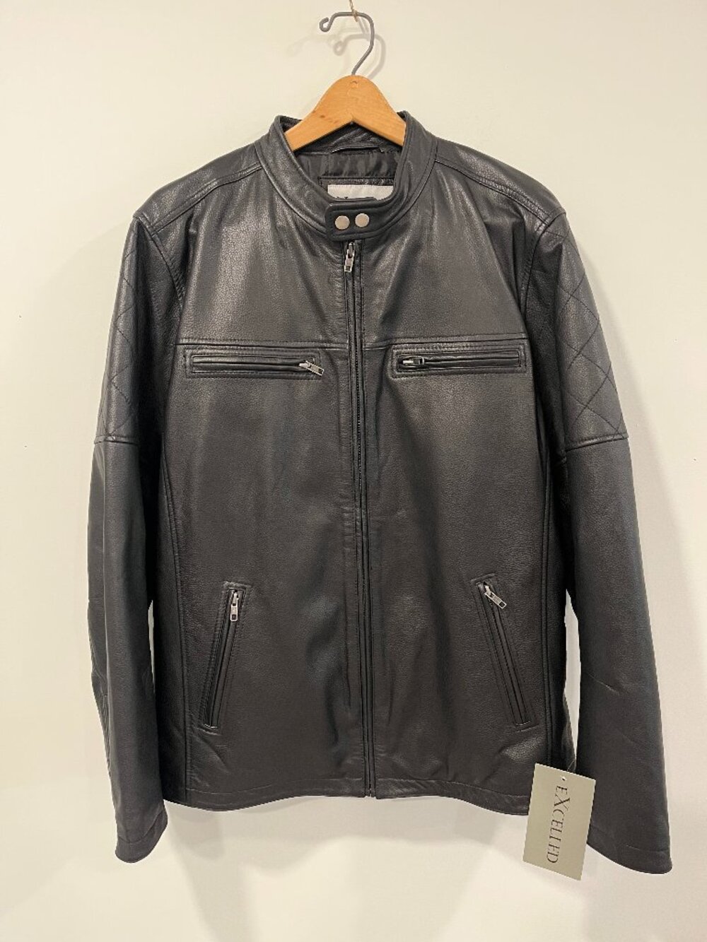 Black Leather Jacket - Men's Medium - Excelled Brand NWT - 100% Leather